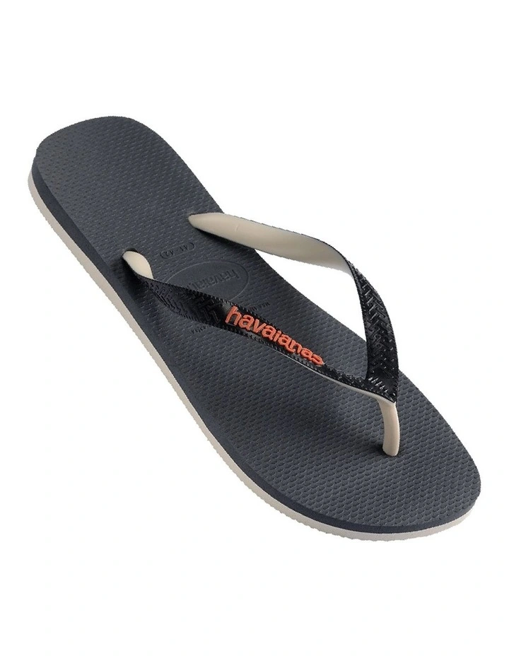 Top Tred Rubber Mix Thongs in Black image 1