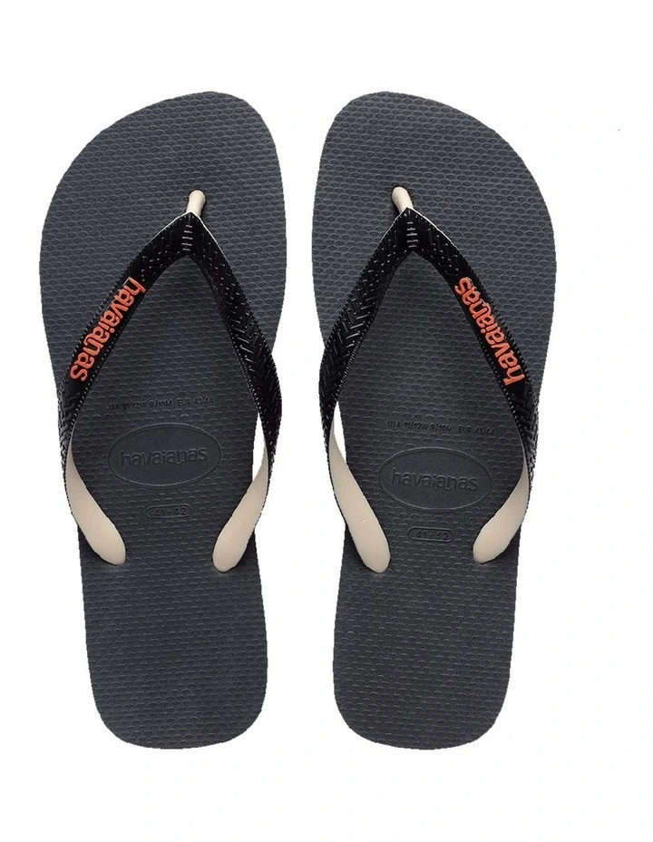 Top Tred Rubber Mix Thongs in Black image 3