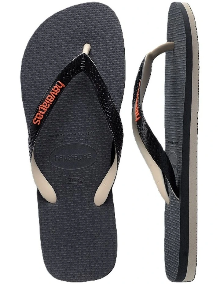 Top Tred Rubber Mix Thongs in Black image 4