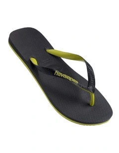 Top Tred Rubber Mix Thongs in Black