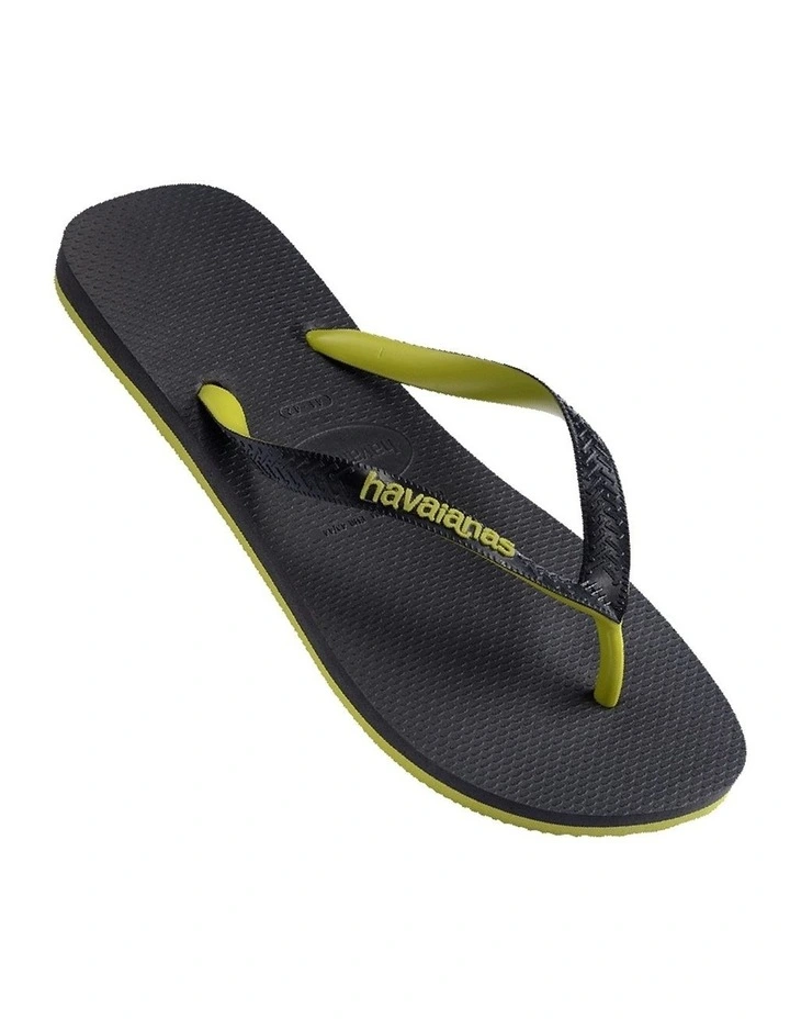 Top Tred Rubber Mix Thongs in Black image 1