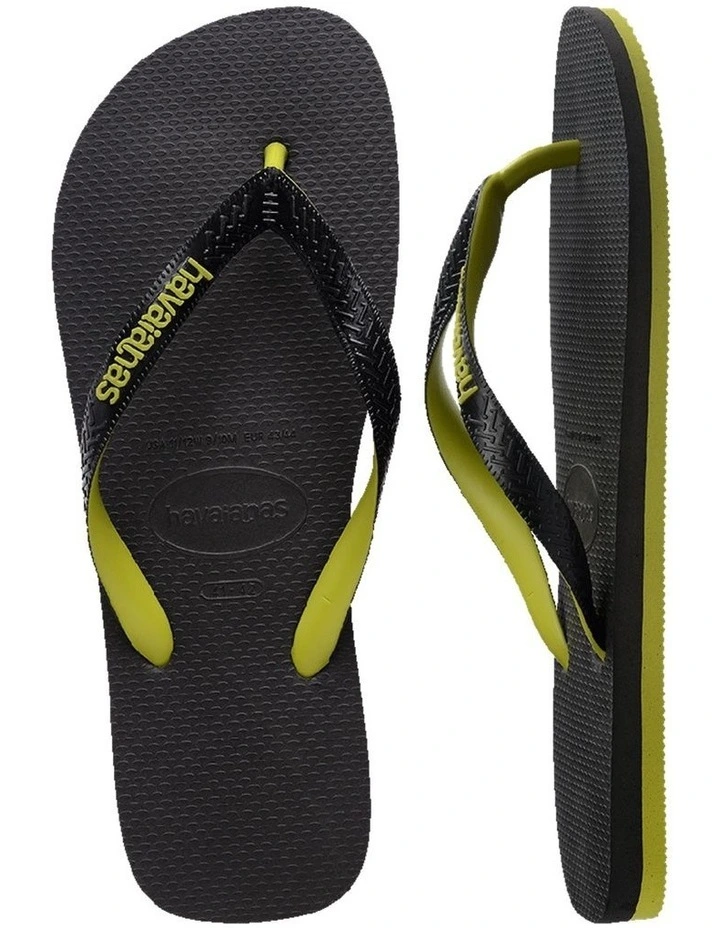 Top Tred Rubber Mix Thongs in Black image 4