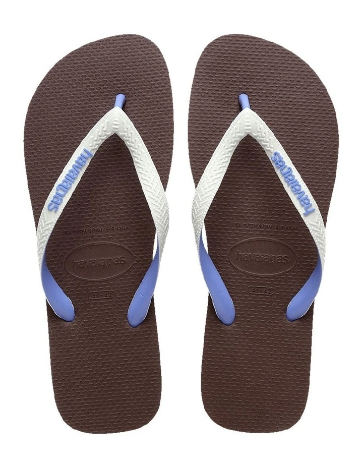 Top Tred Rubber Mix Thongs in Dark Brown image 3