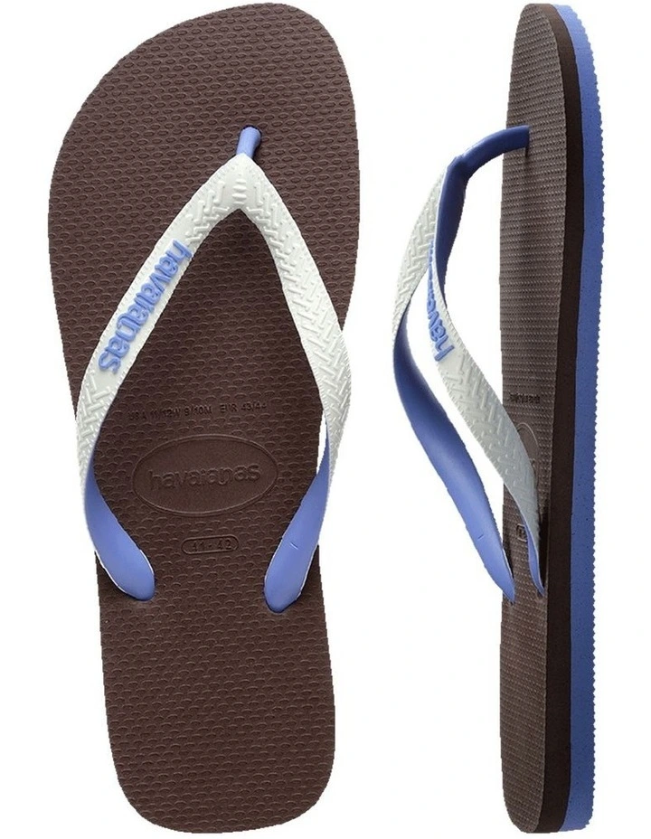 Top Tred Rubber Mix Thongs in Dark Brown image 4