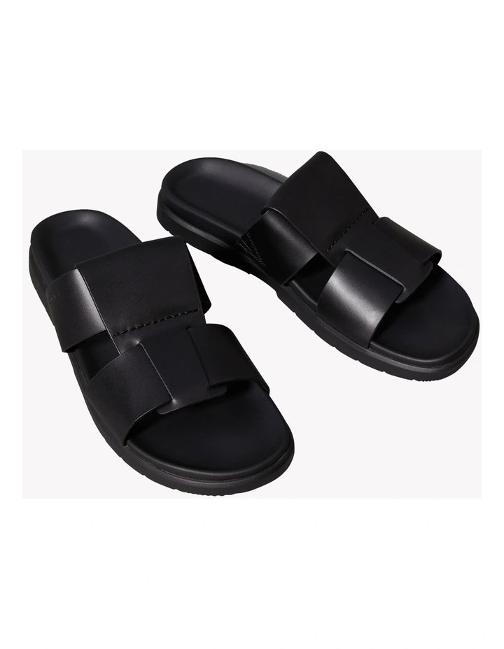 Double T Leather Sandal in Black image 2