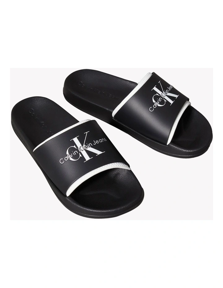 Slide Rubber Neoprn Sandal in Black/Bright White image 2