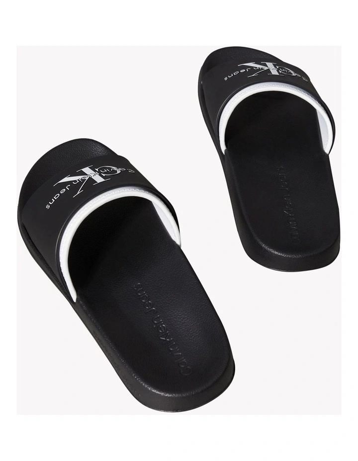 Slide Rubber Neoprn Sandal in Black/Bright White image 3