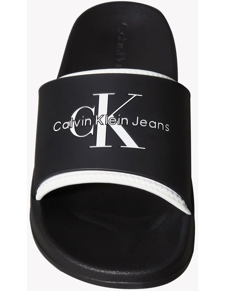 Slide Rubber Neoprn Sandal in Black/Bright White image 4