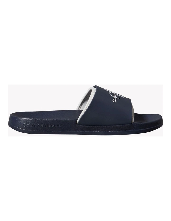 Slide Rubber Neoprn Sandal in Navy/Oyster image 1