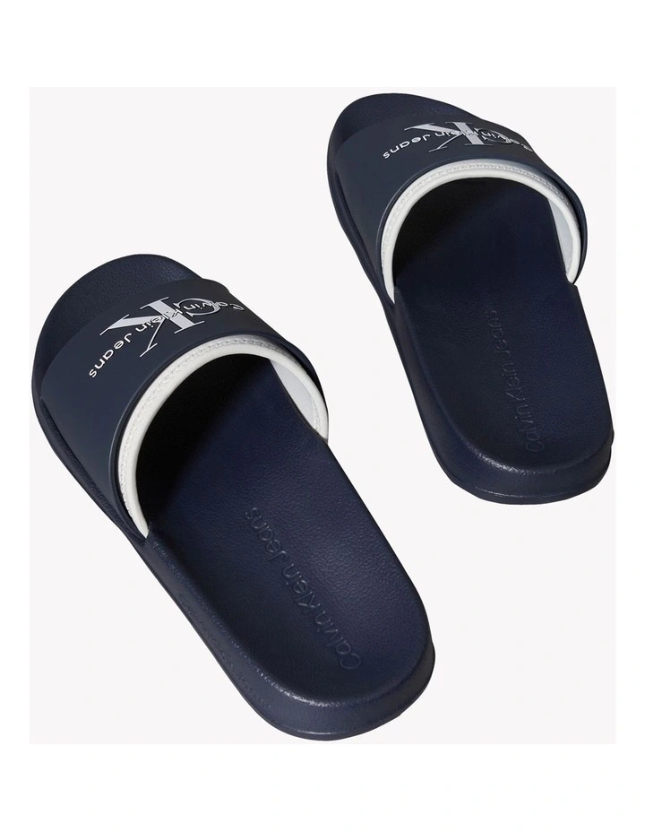 Slide Rubber Neoprn Sandal in Navy/Oyster image 3