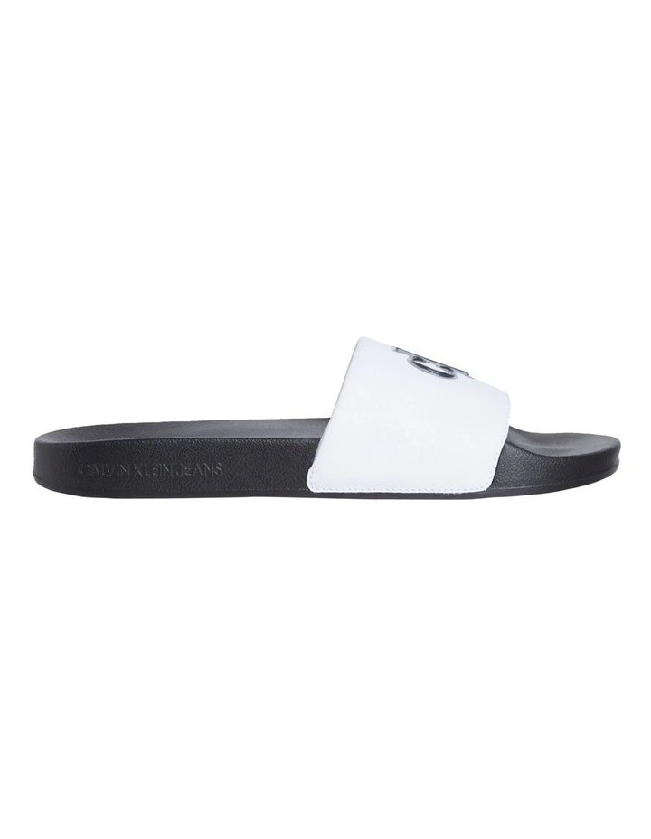 Slide Jelly Mono Pu Sandal in Bright White/Black image 1