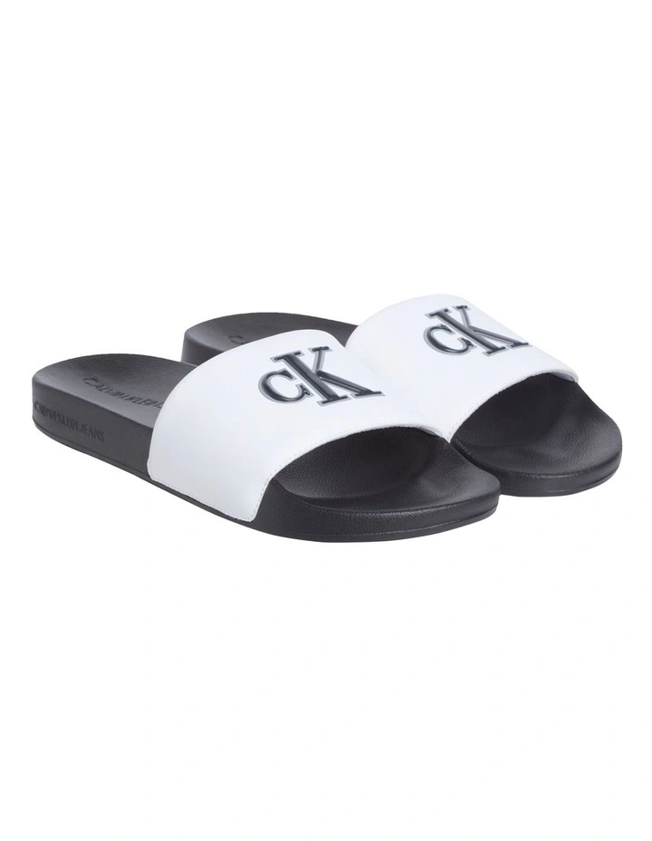 Slide Jelly Mono Pu Sandal in Bright White/Black image 2