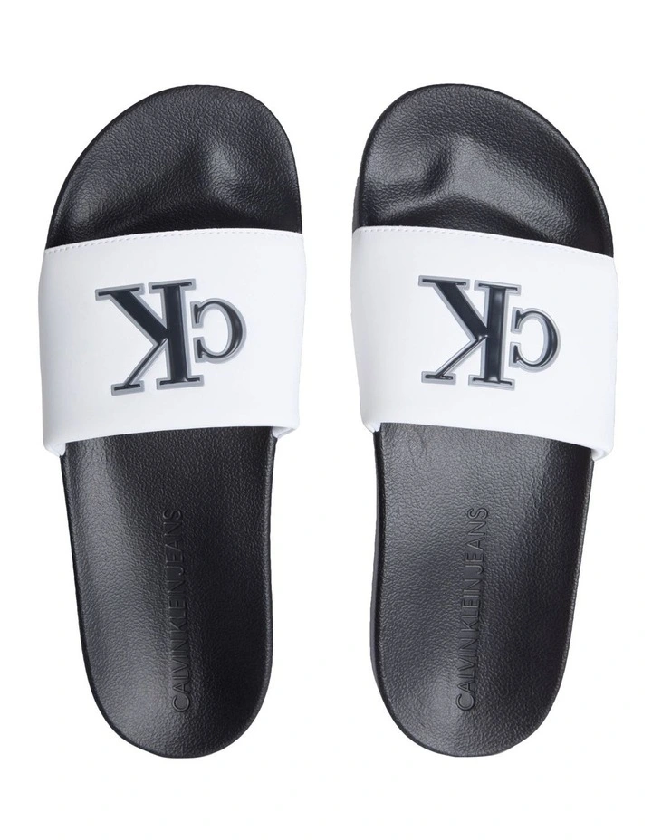 Slide Jelly Mono Pu Sandal in Bright White/Black image 3
