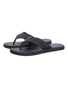 Jacquard Logo Flip-Flops in Black