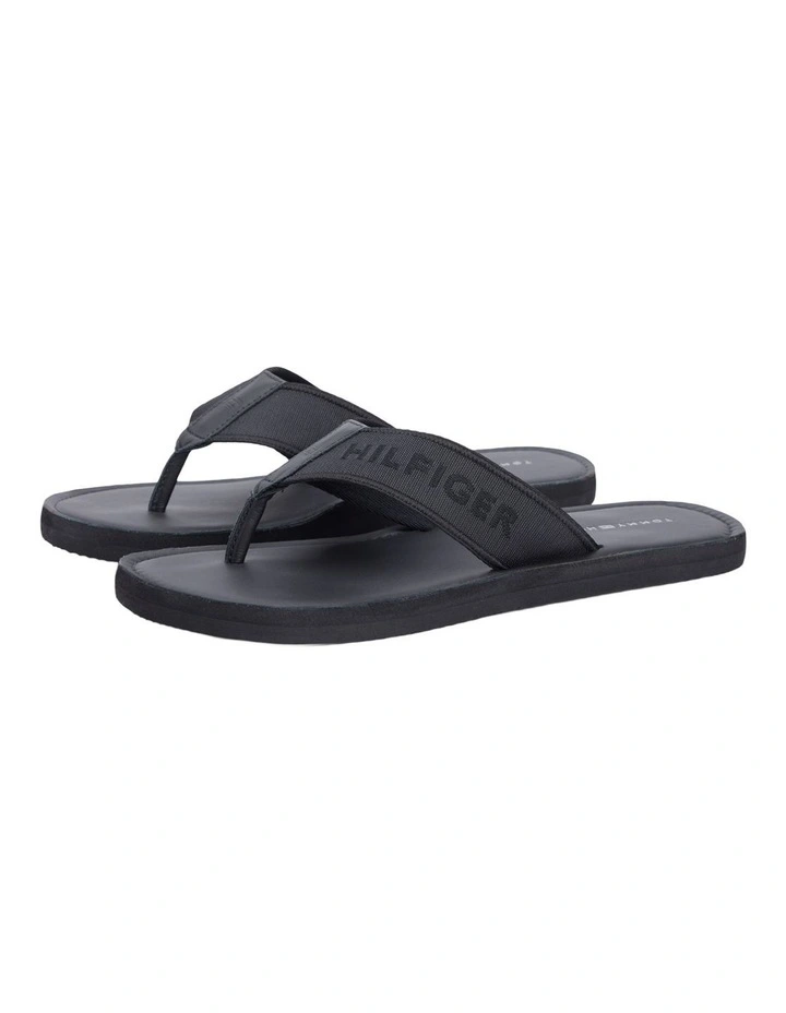 Jacquard Logo Flip-Flops in Black image 1