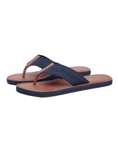 Jacquard Logo Flip-Flops in Navy