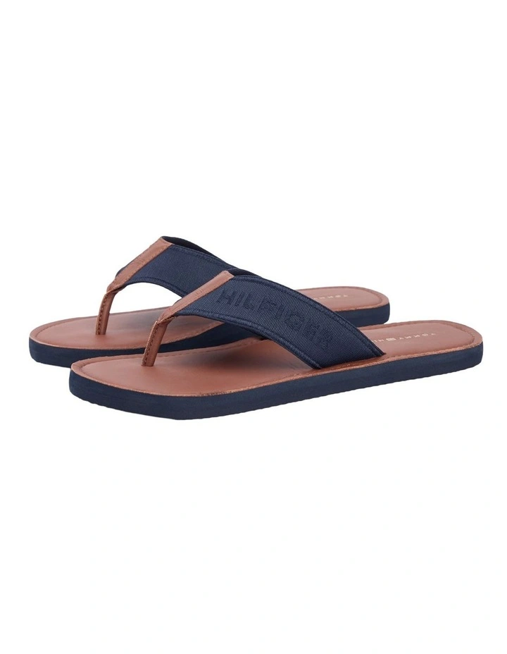 Jacquard Logo Flip-Flops in Navy image 1
