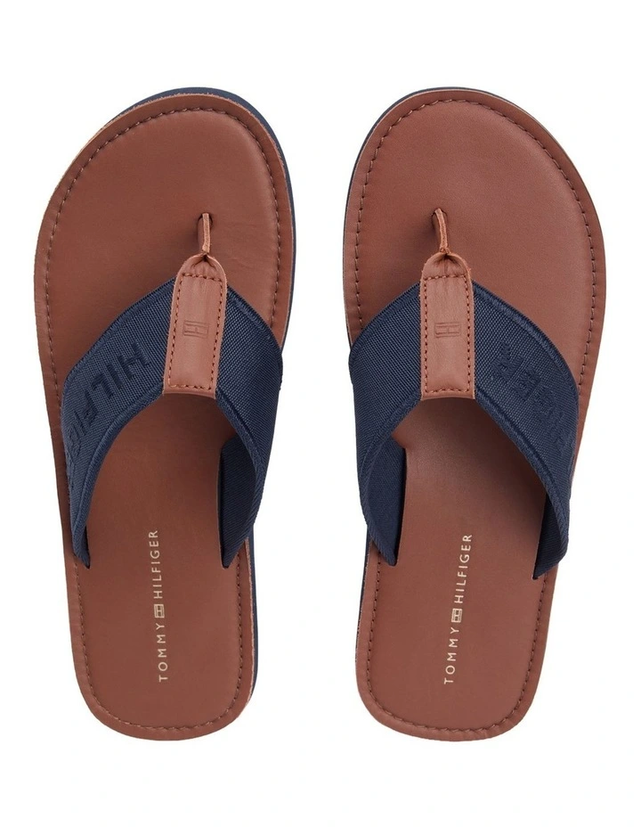 Jacquard Logo Flip-Flops in Navy image 2