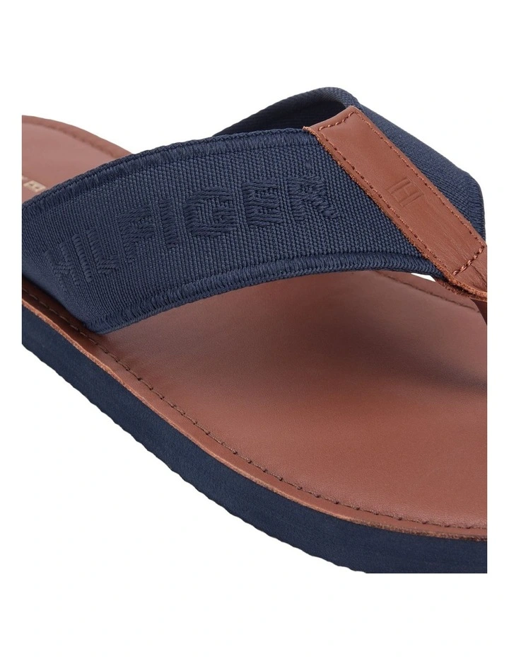 Jacquard Logo Flip-Flops in Navy image 3