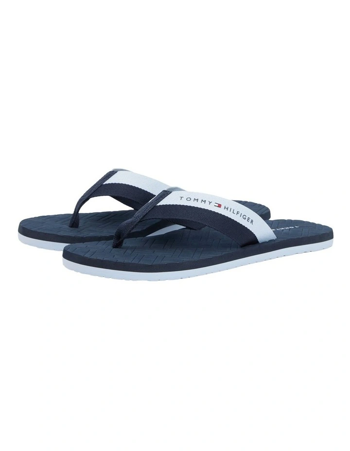 Webbing Strap Flag Embossed Flip-Flops in Navy image 1