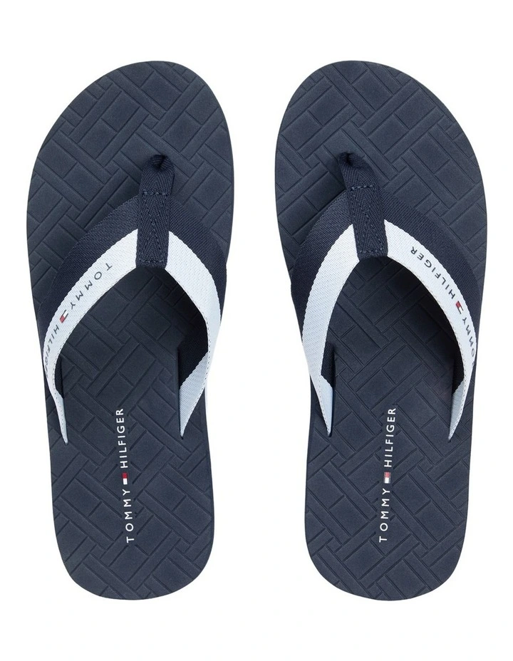Webbing Strap Flag Embossed Flip-Flops in Navy image 2