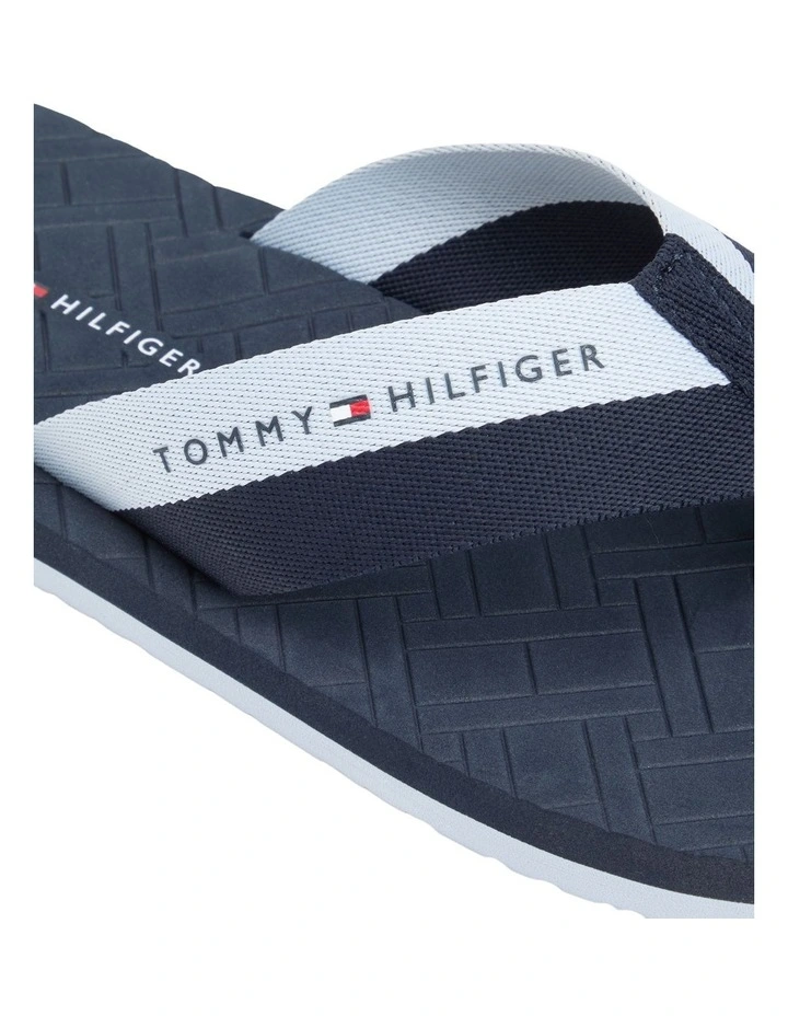 Webbing Strap Flag Embossed Flip-Flops in Navy image 5
