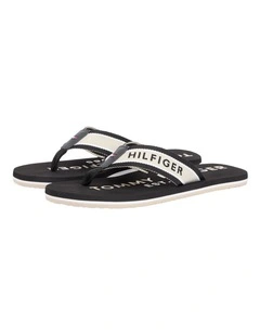 Webbing Strap Logo Flip-Flops in Black