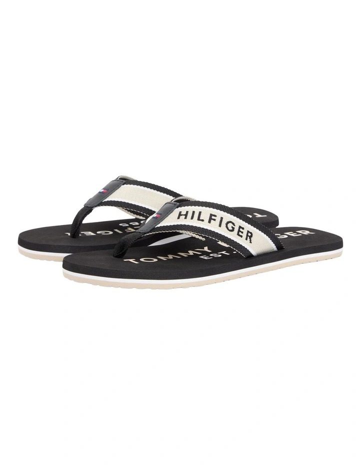 Webbing Strap Logo Flip-Flops in Black image 1