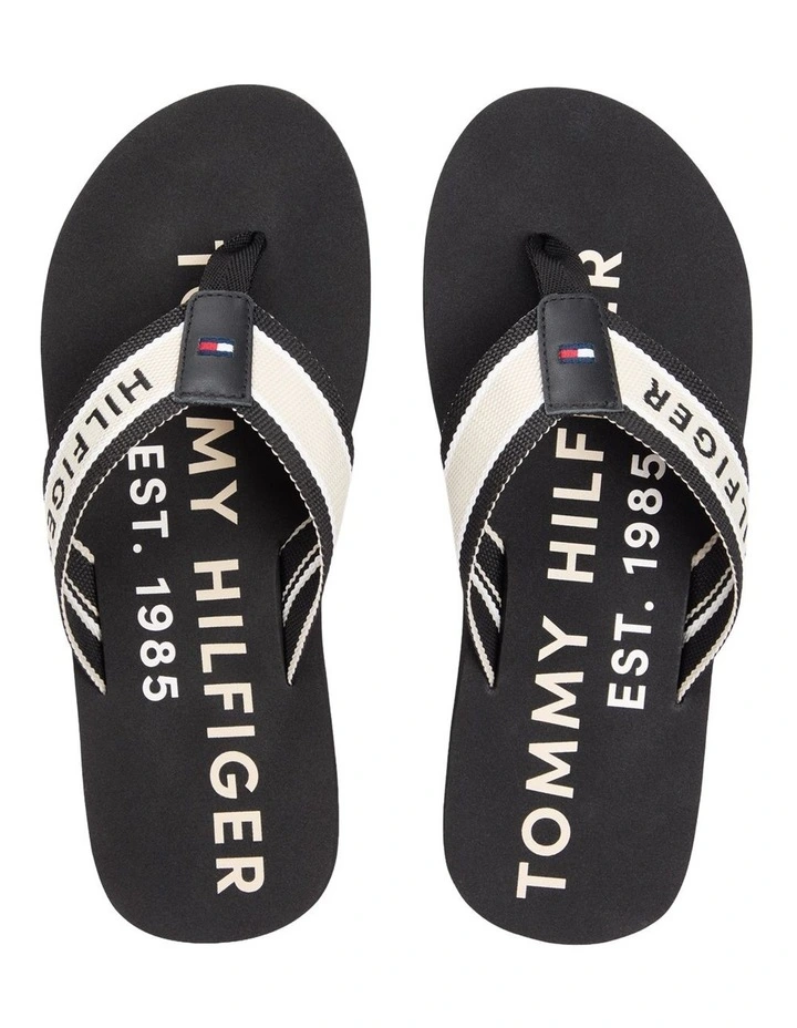 Webbing Strap Logo Flip-Flops in Black image 2