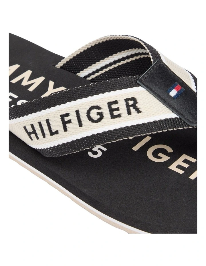 Webbing Strap Logo Flip-Flops in Black image 3
