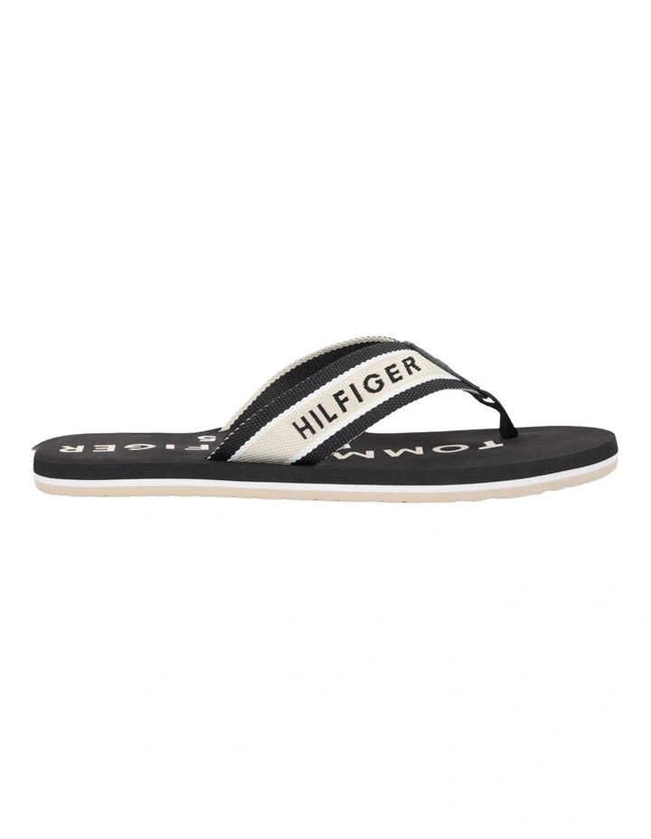 Webbing Strap Logo Flip-Flops in Black image 4
