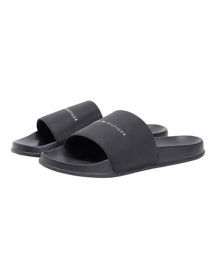Logo Textured Pool Slides in Black image 1