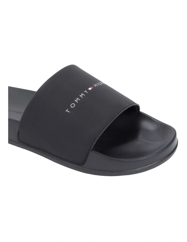 Logo Textured Pool Slides in Black image 5