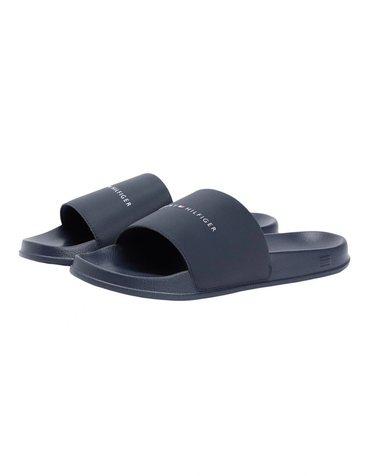 Logo Textured Pool Slides in Navy image 1