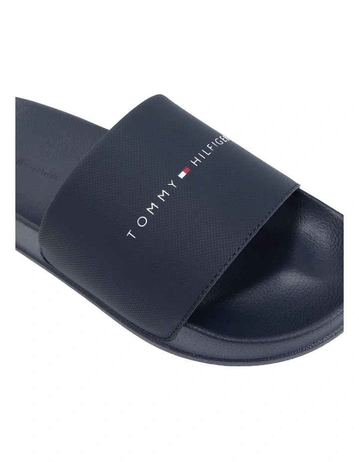 Logo Textured Pool Slides in Navy image 4
