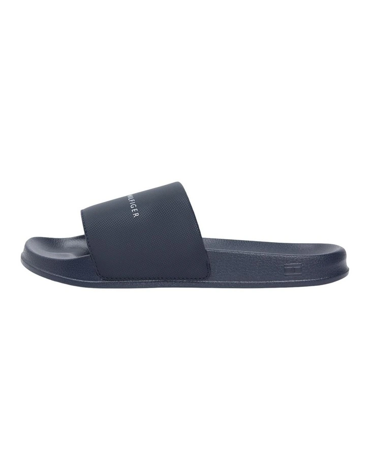 Logo Textured Pool Slides in Navy image 5