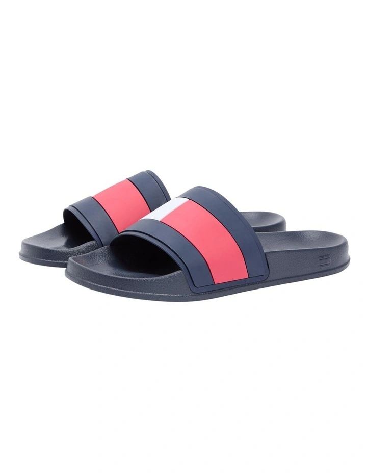Flag Strap Pool Slides in Navy image 1
