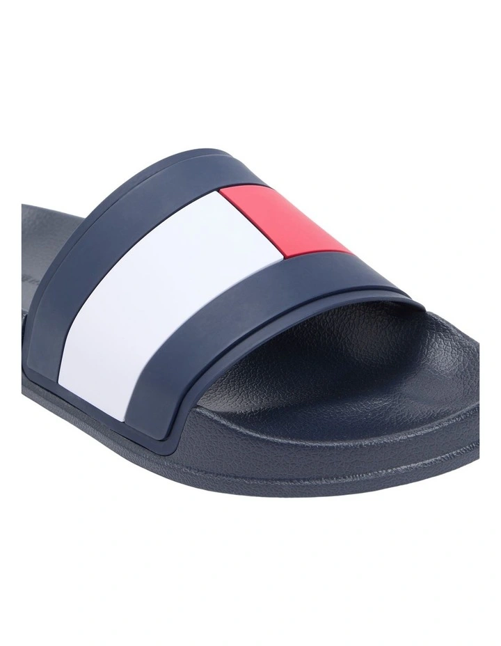Flag Strap Pool Slides in Navy image 2