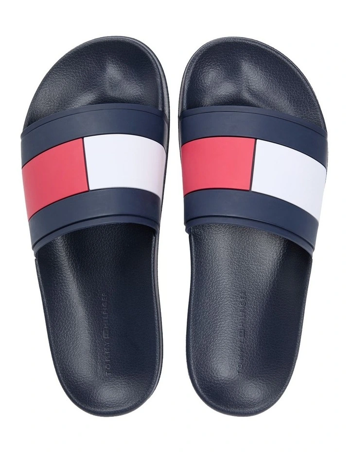 Flag Strap Pool Slides in Navy image 7