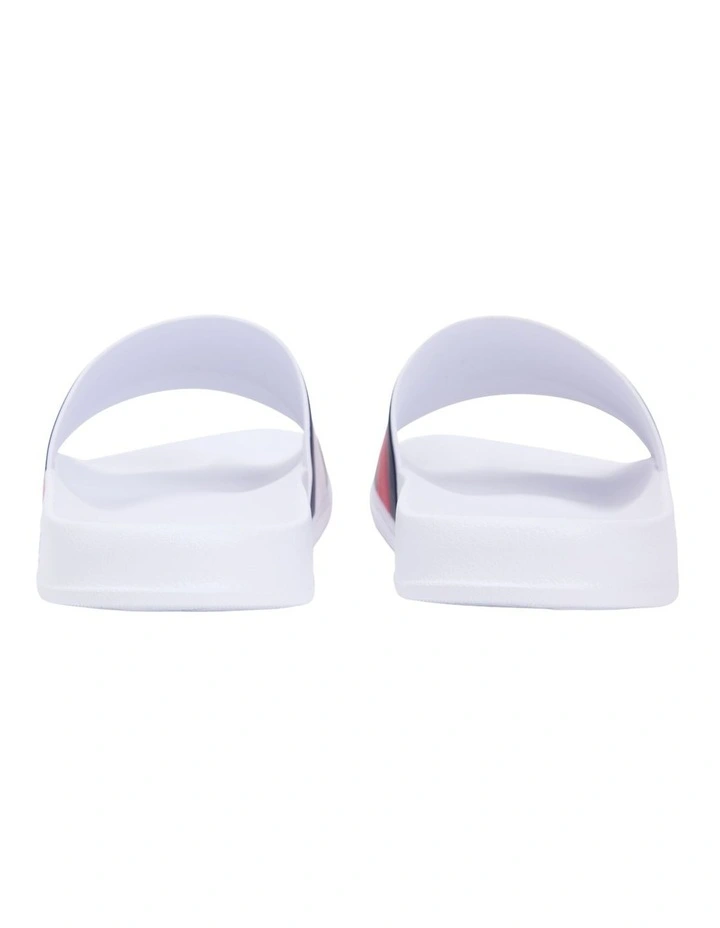 Flag Strap Pool Slides in White image 3