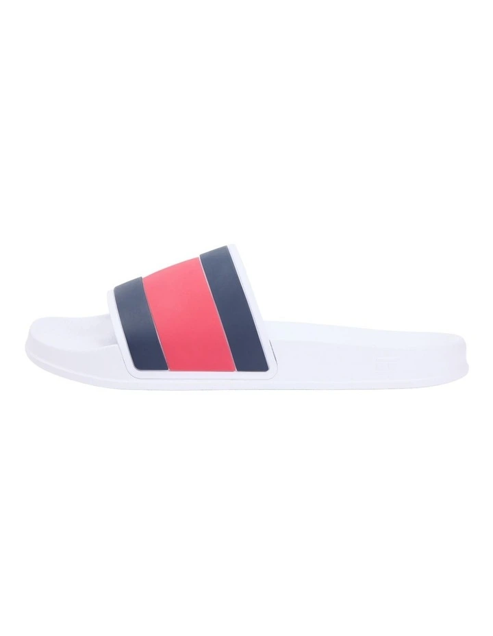 Flag Strap Pool Slides in White image 6
