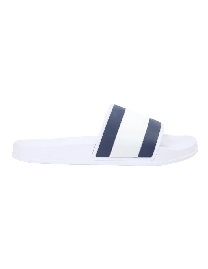Flag Strap Pool Slides in White image 7