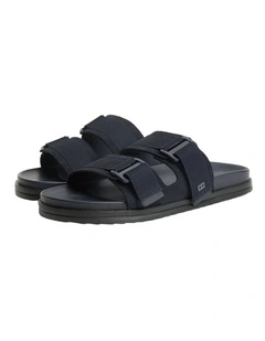 Webbing Strap Buckle Suede Sandals in Navy