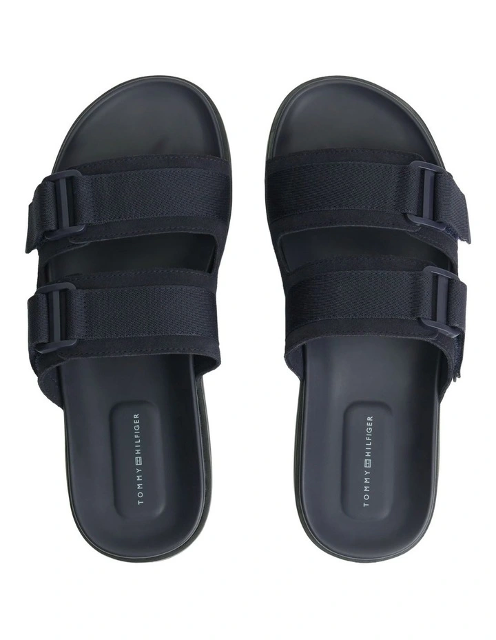 Webbing Strap Buckle Suede Sandals in Navy image 2