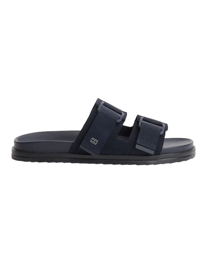 Webbing Strap Buckle Suede Sandals in Navy image 4