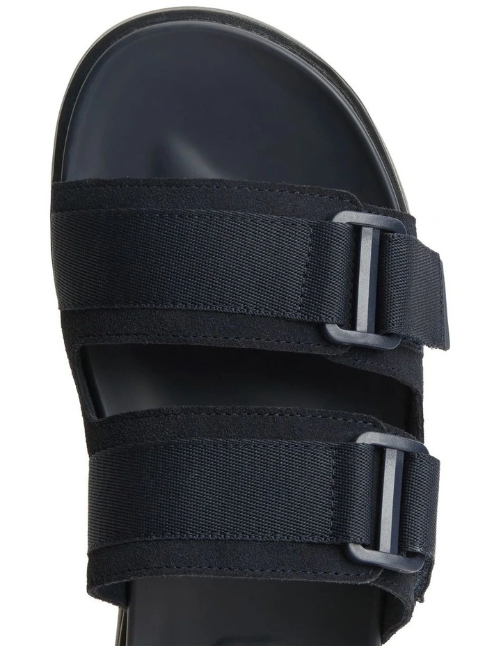 Webbing Strap Buckle Suede Sandals in Navy image 5