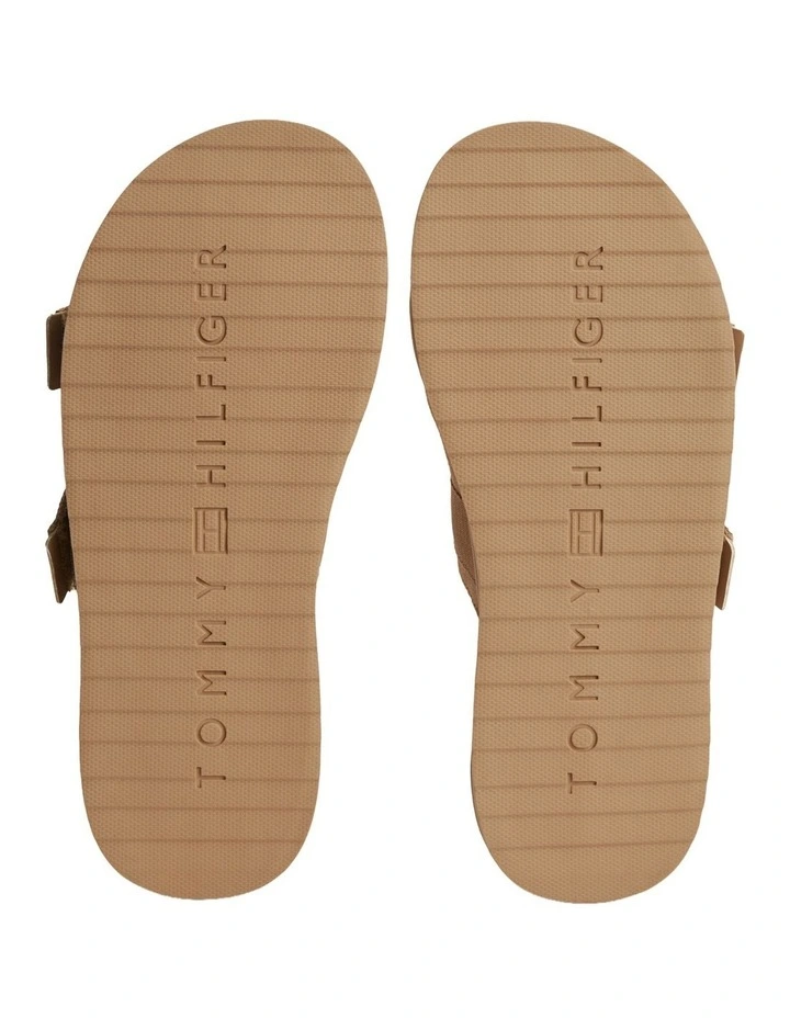 Webbing Strap Buckle Suede Sandals in Beige image 3