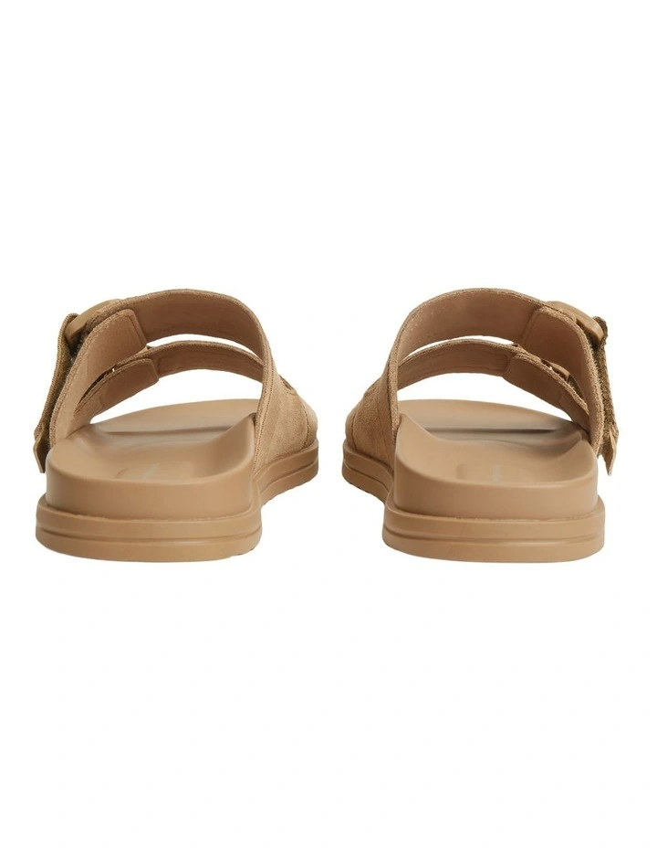 Webbing Strap Buckle Suede Sandals in Beige image 4