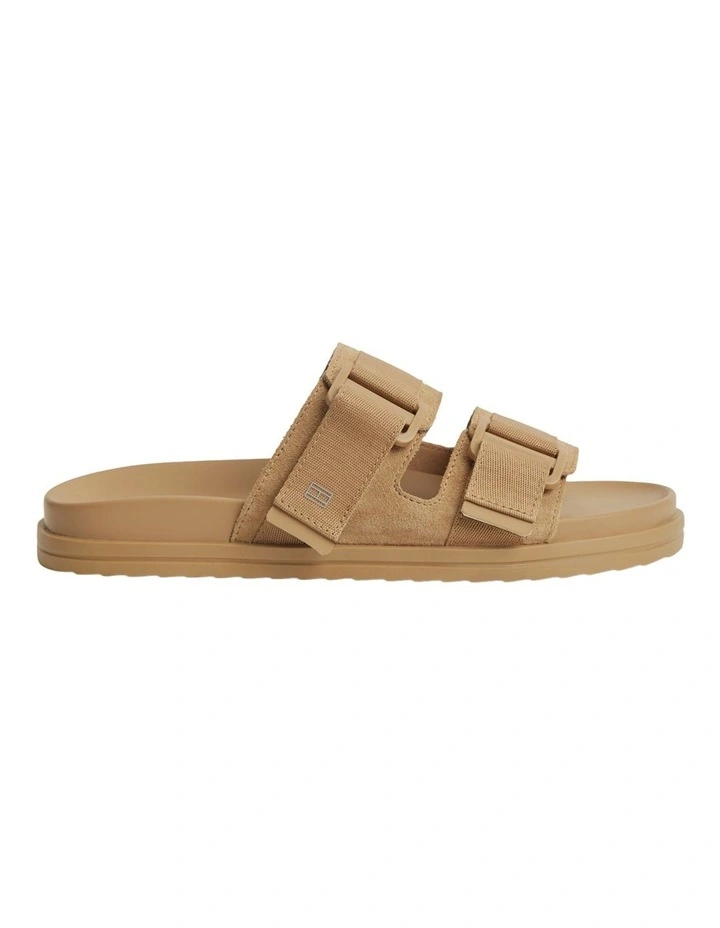Webbing Strap Buckle Suede Sandals in Beige image 6