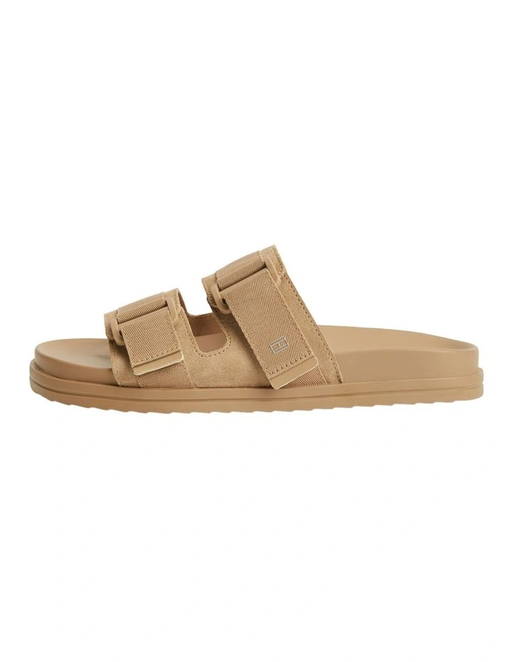 Webbing Strap Buckle Suede Sandals in Beige image 7